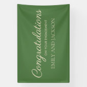 Smaragdgroene champagne elegante script verlovings spandoek (Verticaal)