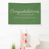 Smaragdgroene champagne elegante script verlovings spandoek (Insitu)