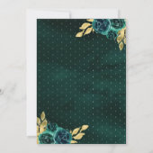 Smaragdgroene Charro Floral Jurk Goud Quinceanera Kaart (Achterkant)