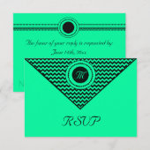 Smaragdgroene Chevron RSVP Kaartje (Voorkant / Achterkant)
