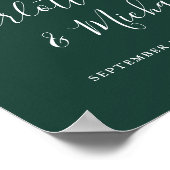 Smaragdgroene chic script bruiloft welkomstbord poster (Hoek)