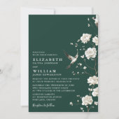 Smaragdgroene Chinoiserie Bloementuin Bruiloft Kaart (Voorkant)