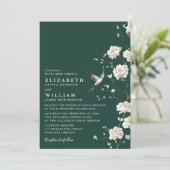 Smaragdgroene Chinoiserie Bloementuin Bruiloft Kaart (Staand voorkant)