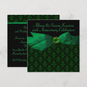 Smaragdgroene Damast 20/55 Jubileumfeest Kaart (Voorkant / Achterkant)