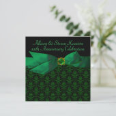 Smaragdgroene Damast 20e/55e Jubileumfeest Kaart (Staand voorkant)