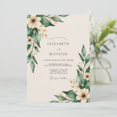 Smaragdgroene Delicate Botanische Bruiloft Kaart (Staand voorkant)