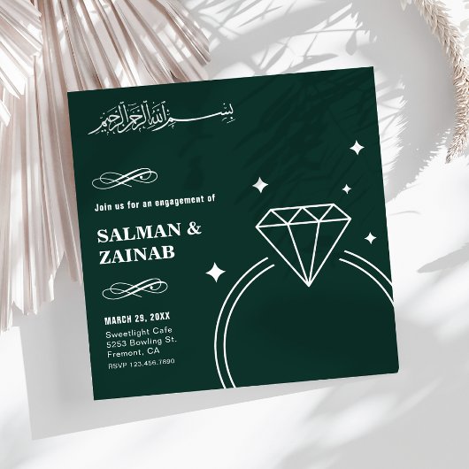 Smaragdgroene diamanten ring moslim-huwelijksaanzo kaart