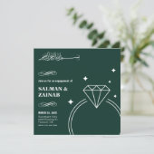 Smaragdgroene diamanten ring moslim-huwelijksaanzo kaart (Staand voorkant)