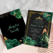Smaragdgroene donkere achtergrond Royal Quinceañer Kaart