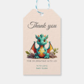 Smaragdgroene Draak Bedankt Feestcadeautje Label Cadeaulabel (Achterkant)