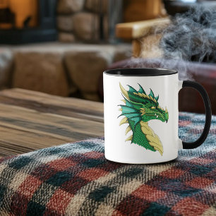 Smaragdgroene Draak Portret Kop Fantasie