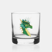 Smaragdgroene Draak Portret Kop Fantasie Whisky Glas (Achterkant)