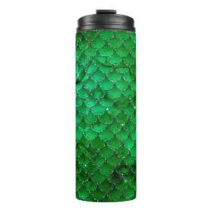 Smaragdgroene draaksschubpatroon thermosbeker
