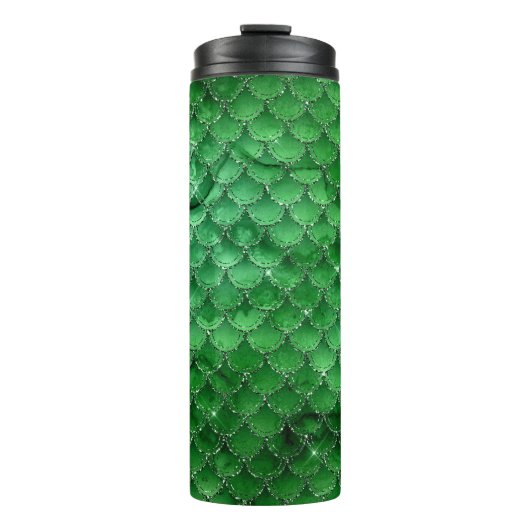 Smaragdgroene draaksschubpatroon thermosbeker (Voorkant)