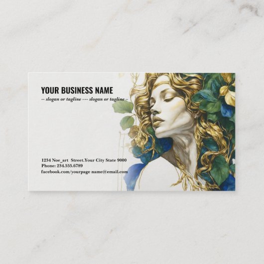 Smaragdgroene dromen in blauw en goud: Silhouetted Visitekaartje (Achterkant)