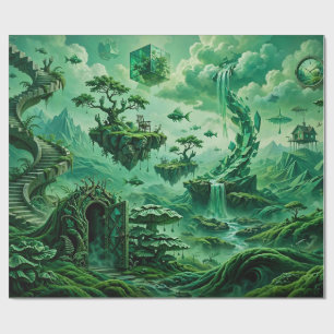 Smaragdgroene droom Surreal landschap Schakeringen Cadeaupapier