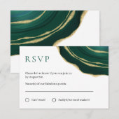 Smaragdgroene edelsteen met gouden RSVP-kaart RSVP Kaartje (Voorkant / Achterkant)