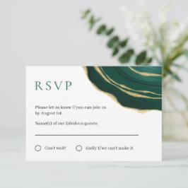 Smaragdgroene edelsteen met gouden RSVP-kaart RSVP Kaartje