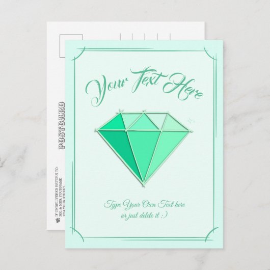 Smaragdgroene edelsteen. Sieraden. 55 Bruiloft Jub Briefkaart (Voorkant / Achterkant)