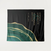 Smaragdgroene edelsteen zwart bruiloft wandkleed (Voorkant (horizontaal))