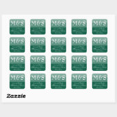 Smaragdgroene Eenvoudige Moderne Chic Script Bruil Vierkante Sticker (Vel)