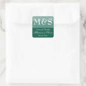 Smaragdgroene Eenvoudige Moderne Chic Script Bruil Vierkante Sticker (Tas)