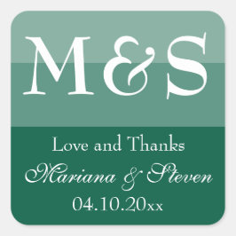 Smaragdgroene Eenvoudige Moderne Chic Script Bruil Vierkante Sticker