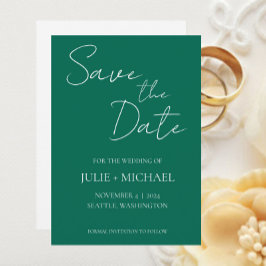 Smaragdgroene eenvoudige stijl trouwfeest save the date
