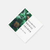 Smaragdgroene Elegante Bloemige Bruiloftsshower Se Servet (Hoek)