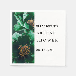 Smaragdgroene Elegante Bloemrijke Bruiloftsshower  Servet
