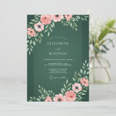 Smaragdgroene Elegante Botanische Bruiloft Kaart (Staand voorkant)