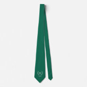 Smaragdgroene Elegante Bruidsjonker Monogram Huwel Stropdas (Voorkant)