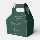 Smaragdgroene Elegante Bruiloft Dank Je Bedankdoosjes (Voorkant Zijde)