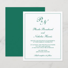 Smaragdgroene Elegante Budget Bruiloft Uitnodiging