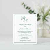 Smaragdgroene Elegante Budget Bruiloft Uitnodiging (Staand voorkant)