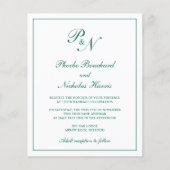 Smaragdgroene Elegante Budget Bruiloft Uitnodiging (Voorkant)