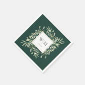Smaragdgroene Elegante Groene Monogram Servet (Hoek)