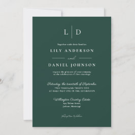Smaragdgroene Elegante Minimalistische Monogram Tr Kaart