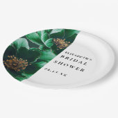 Smaragdgroene Elegante Moderne Bloemrijke Bruidsdo Papieren Bordje (Gekanteld)