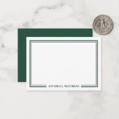 Smaragdgroene Elegante Monogram Notitiekaartje (Voorkant / Achterkant in situ)