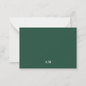 Smaragdgroene Elegante Monogram Notitiekaartje (Achterkant)