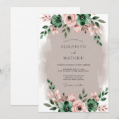 Smaragdgroene Elegante Rustieke Bruiloft Kaart (Voorkant / Achterkant)