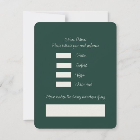 Smaragdgroene Elegante rustieke groene bladeren we RSVP Kaartje (Achterkant)