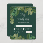Smaragdgroene Elegante rustieke groene bladeren we RSVP Kaartje (Voorkant / Achterkant)