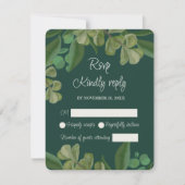 Smaragdgroene Elegante rustieke groene bladeren we RSVP Kaartje (Voorkant)