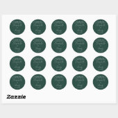 Smaragdgroene Elegante Script Bruiloft Bedankt Ronde Sticker (Vel)