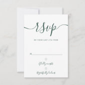 Smaragdgroene Elegante Script Eenvoudig Modern RSVP Kaartje (Voorkant)