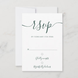 Smaragdgroene Elegante Script Eenvoudig Modern RSVP Kaartje