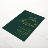 Smaragdgroene Elegante Scriptie Bruiloft Folie Uitnodiging (Gedraaid)