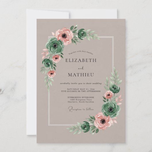 Smaragdgroene Elegante Succulente Bruiloft Kaart (Voorkant)